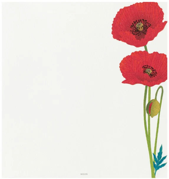 Midori Letter Pad - Four Designs Poppy