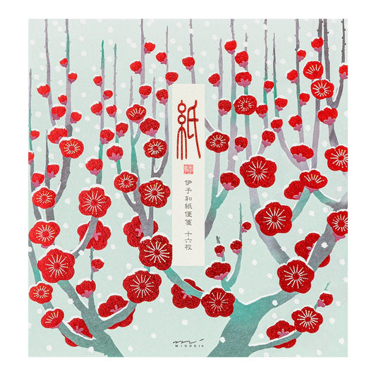 Midori Letter Pad 151 Foil-Stamping Snow Winter Plum