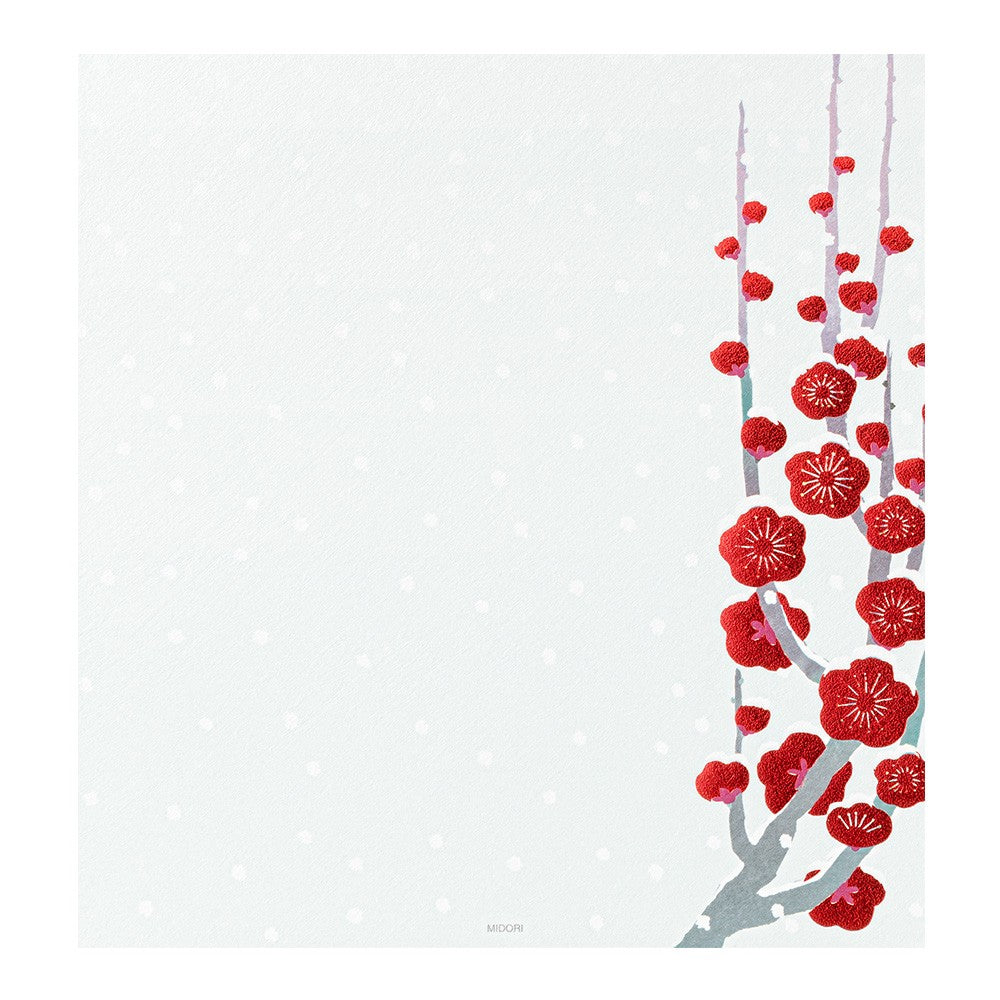 Midori Letter Pad 151 Foil-Stamping Snow Winter Plum