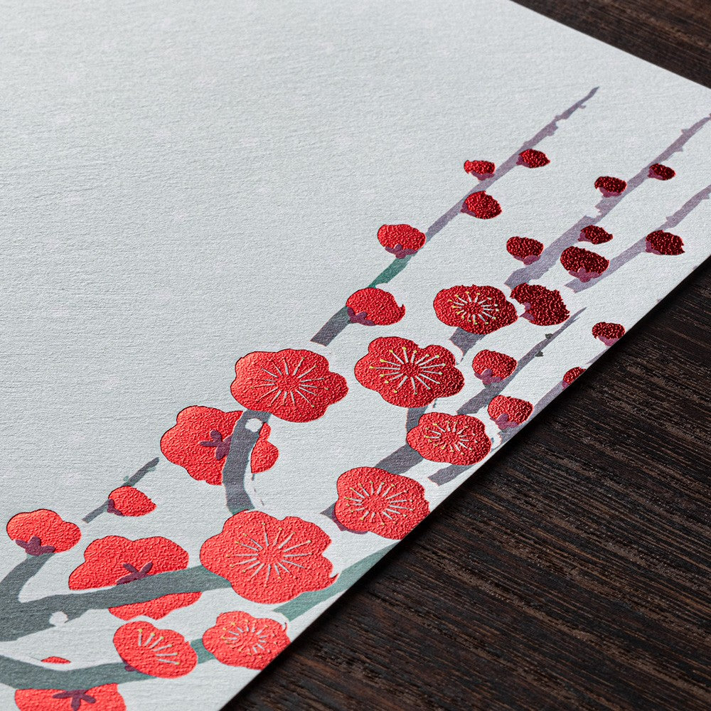 Midori Letter Pad 151 Foil-Stamping Snow Winter Plum