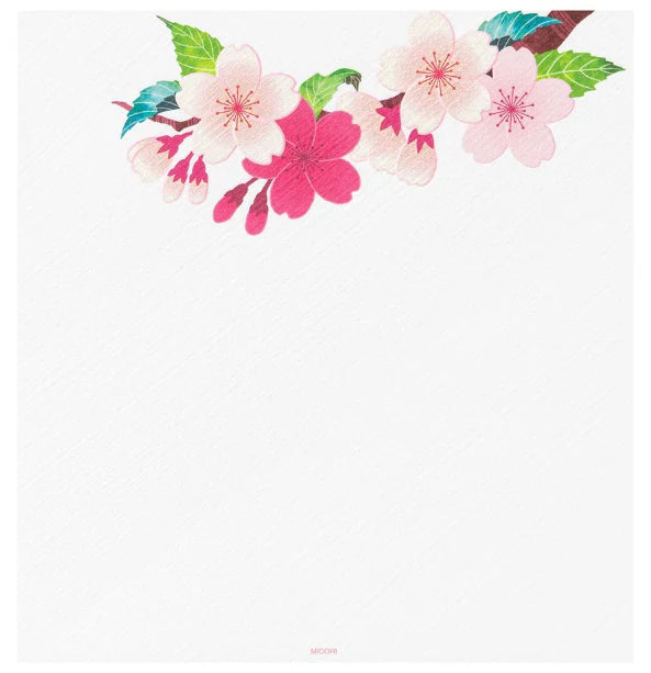 Midori Letter Pad - Silk Printing Cherry Blossom