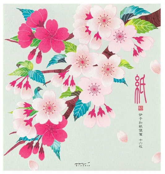 Midori Letter Pad - Silk Printing Cherry Blossom