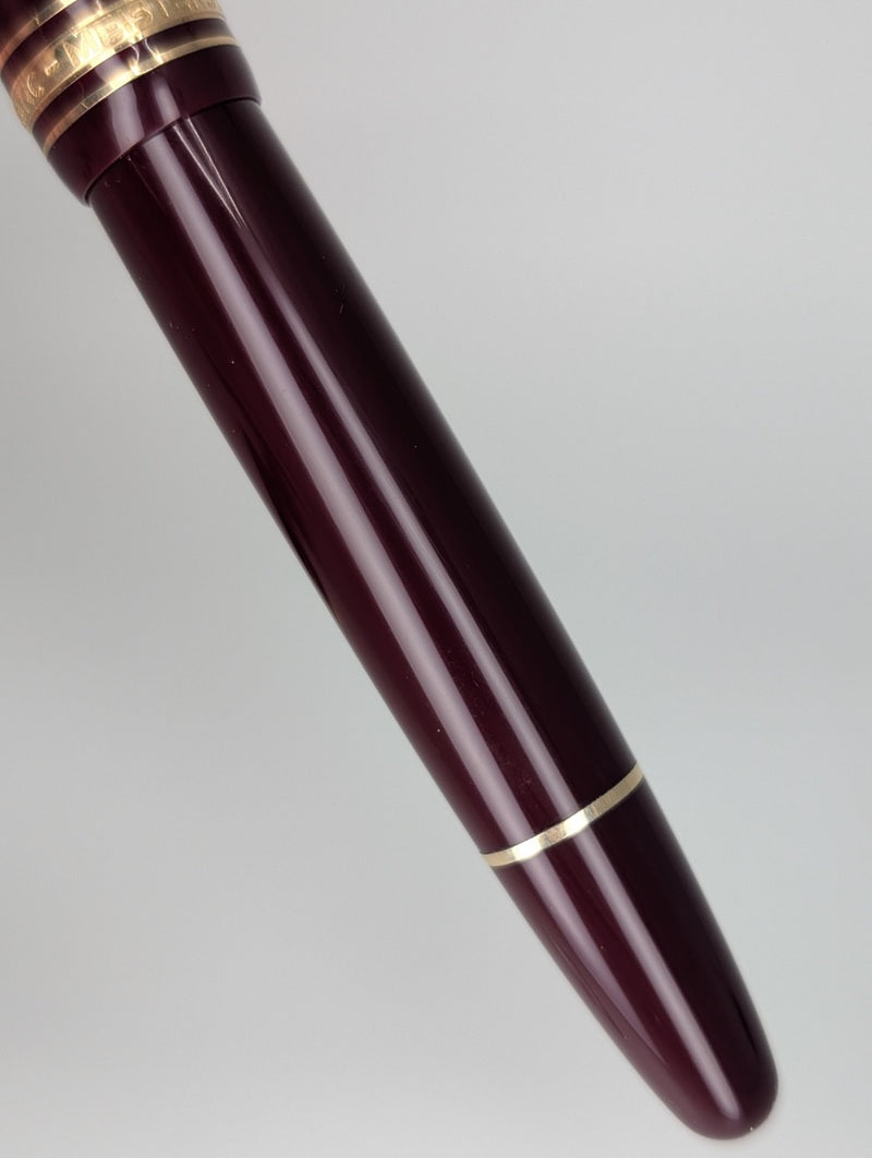 *Consignment* Montblanc Burgundy Set Ballpoint / Fineliner / Document Marker w/ Burgundy Leather Case