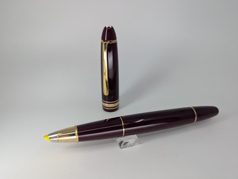 *Consignment* Montblanc Burgundy Set Ballpoint / Fineliner / Document Marker w/ Burgundy Leather Case
