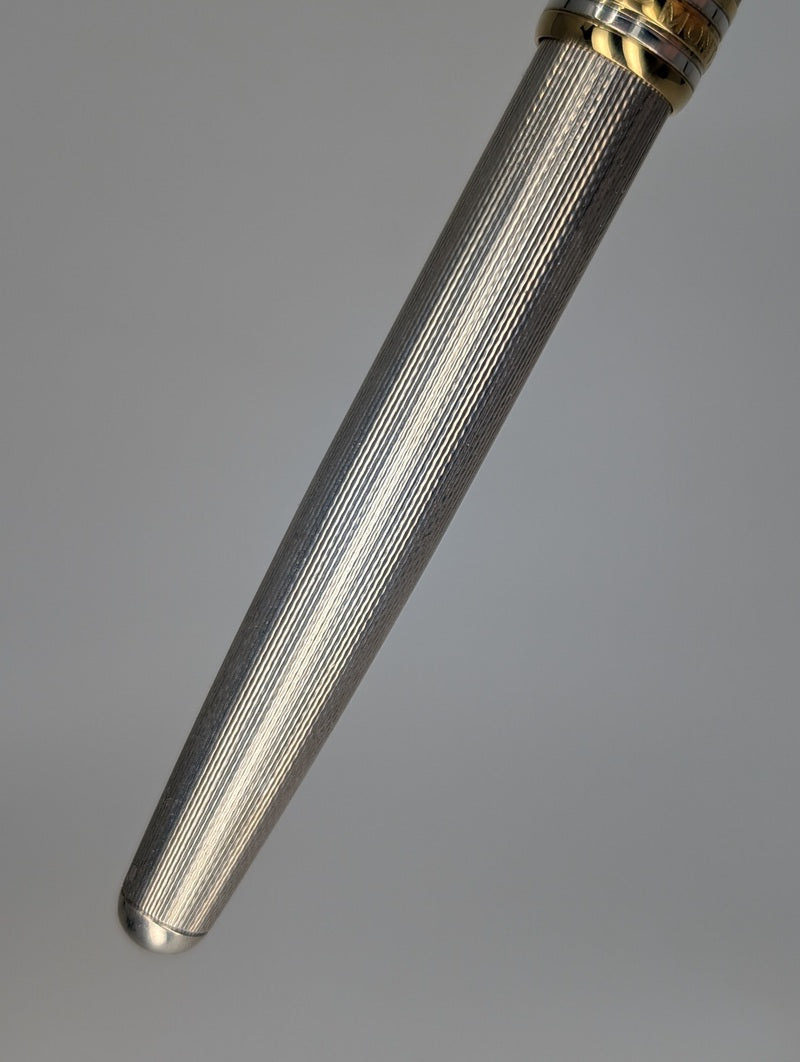 *Consignment* Montblanc Meisterstuck Solitaire Barley Sterling Silver Fountain Pen 18k Gold Stub Nib