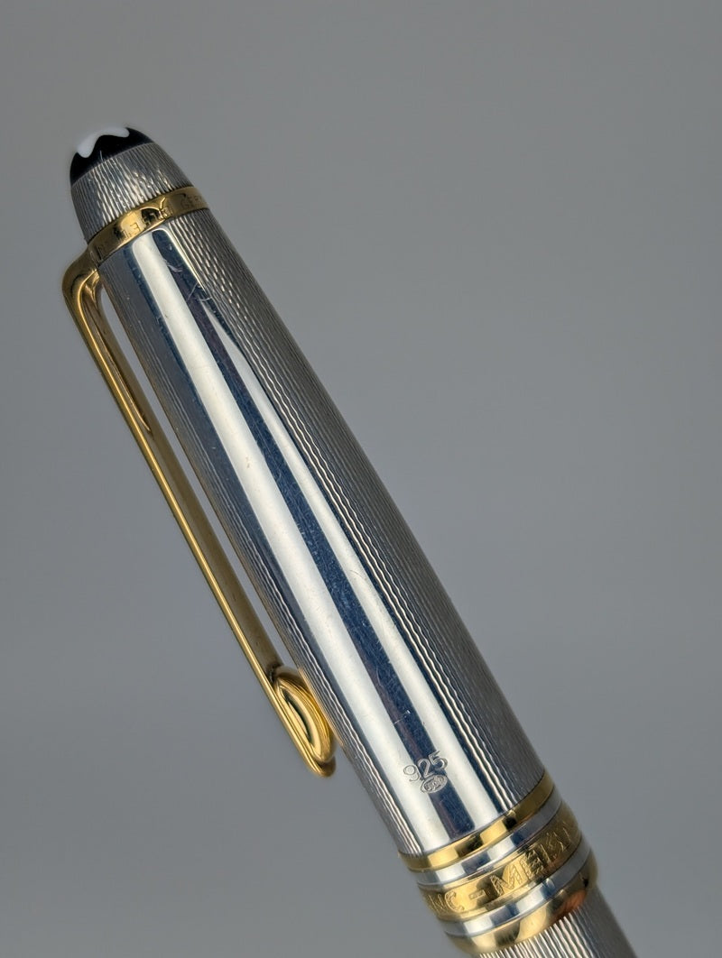 *Consignment* Montblanc Meisterstuck Solitaire Barley Sterling Silver Fountain Pen 18k Gold Stub Nib