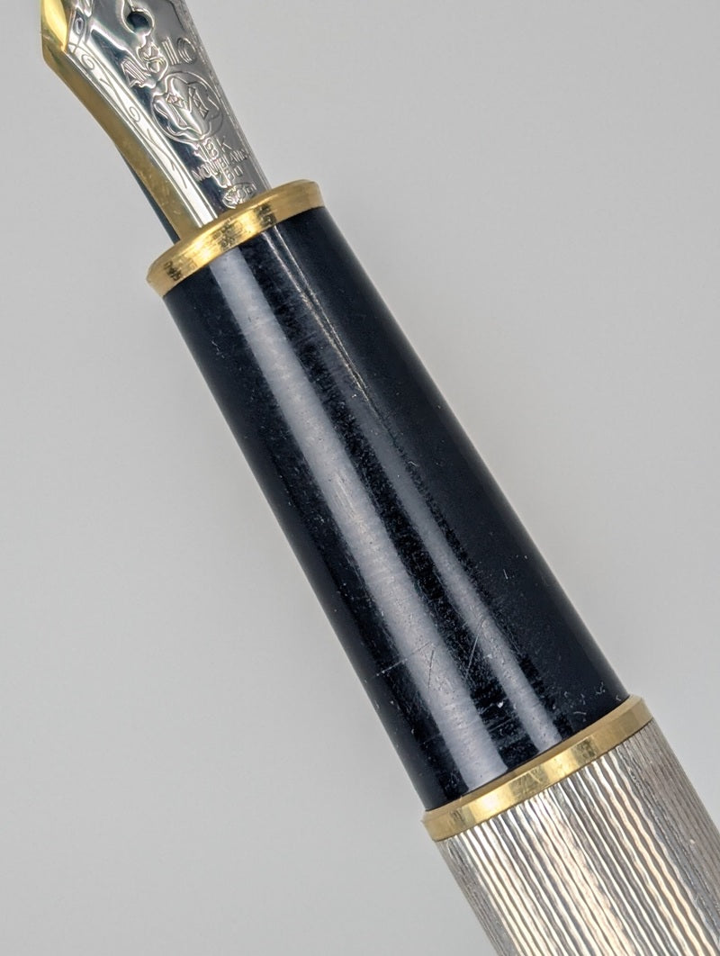 *Consignment* Montblanc Meisterstuck Solitaire Barley Sterling Silver Fountain Pen 18k Gold Stub Nib