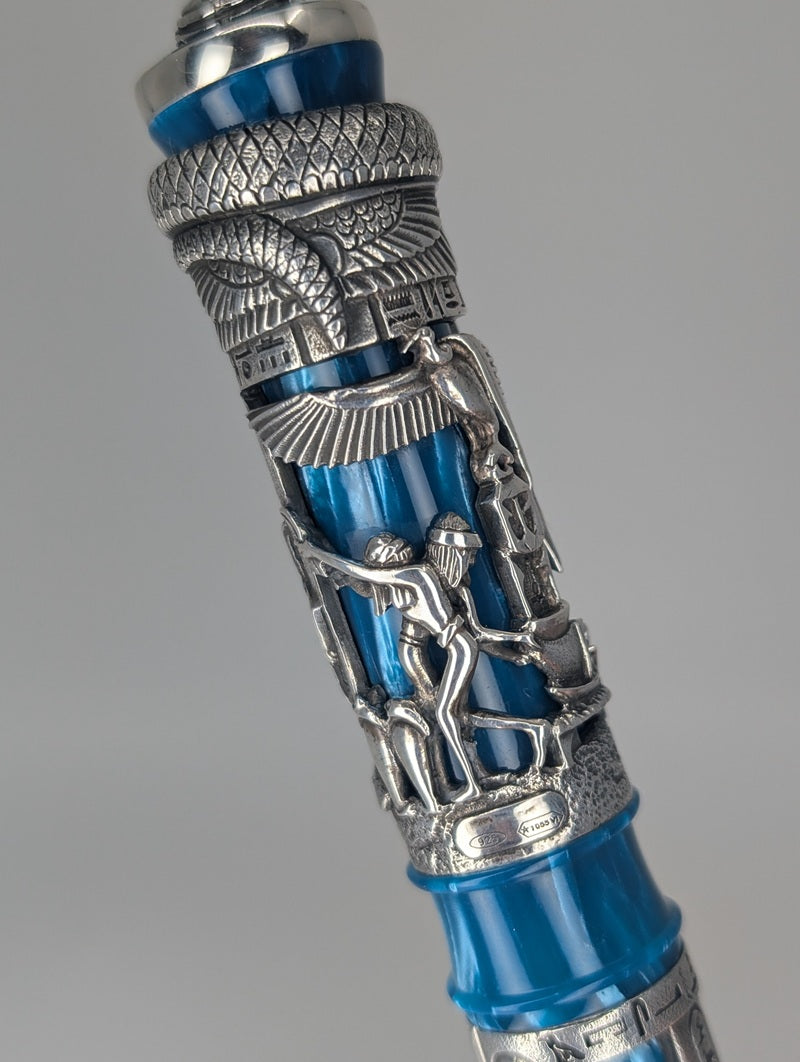 *Consignment* Montegrappa Luxor Blue Nile Limited Edition Fountain Pen 18k Gold Medium Nib