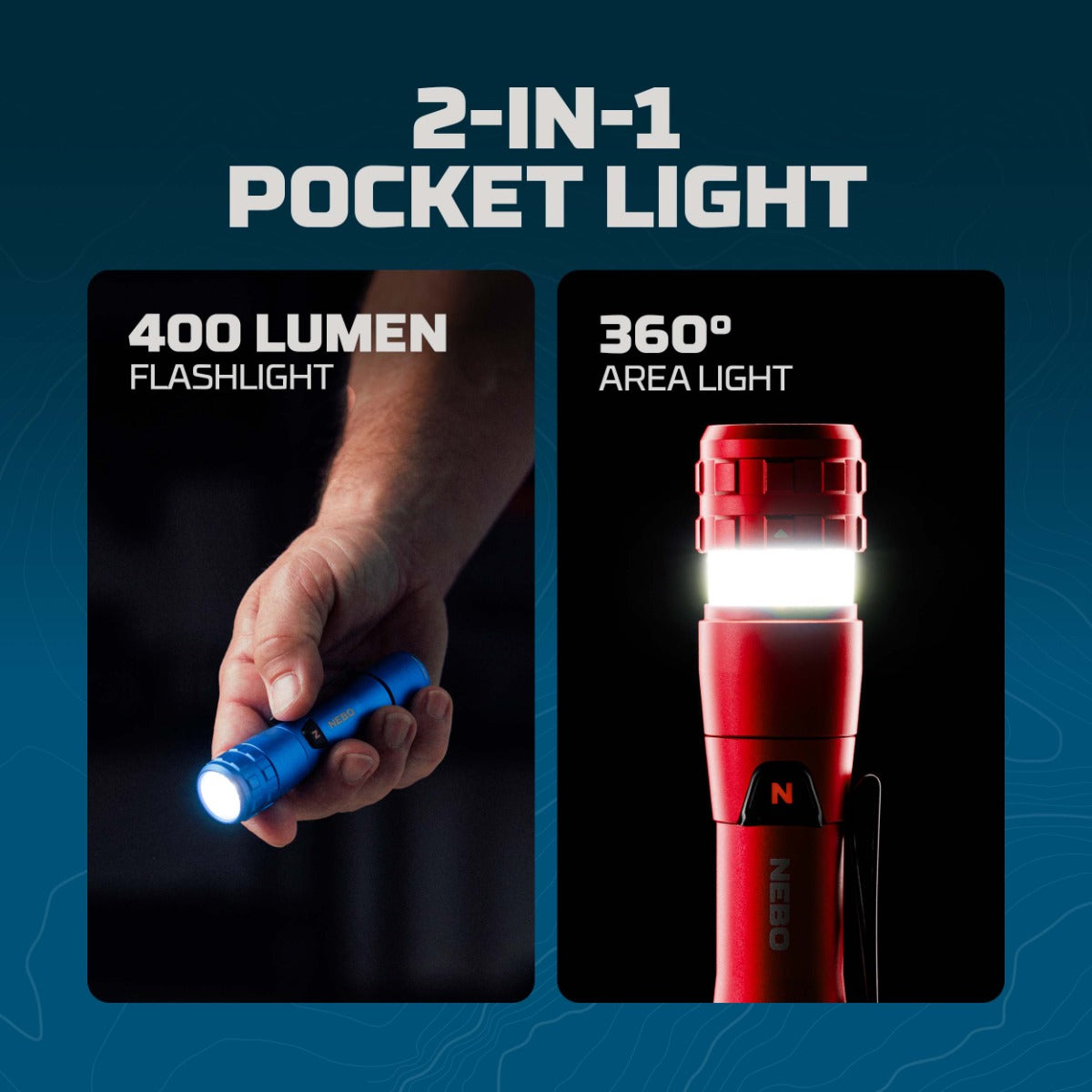 NEBO LUMO 400+ Pocket Flashlight and Pop-up Lantern