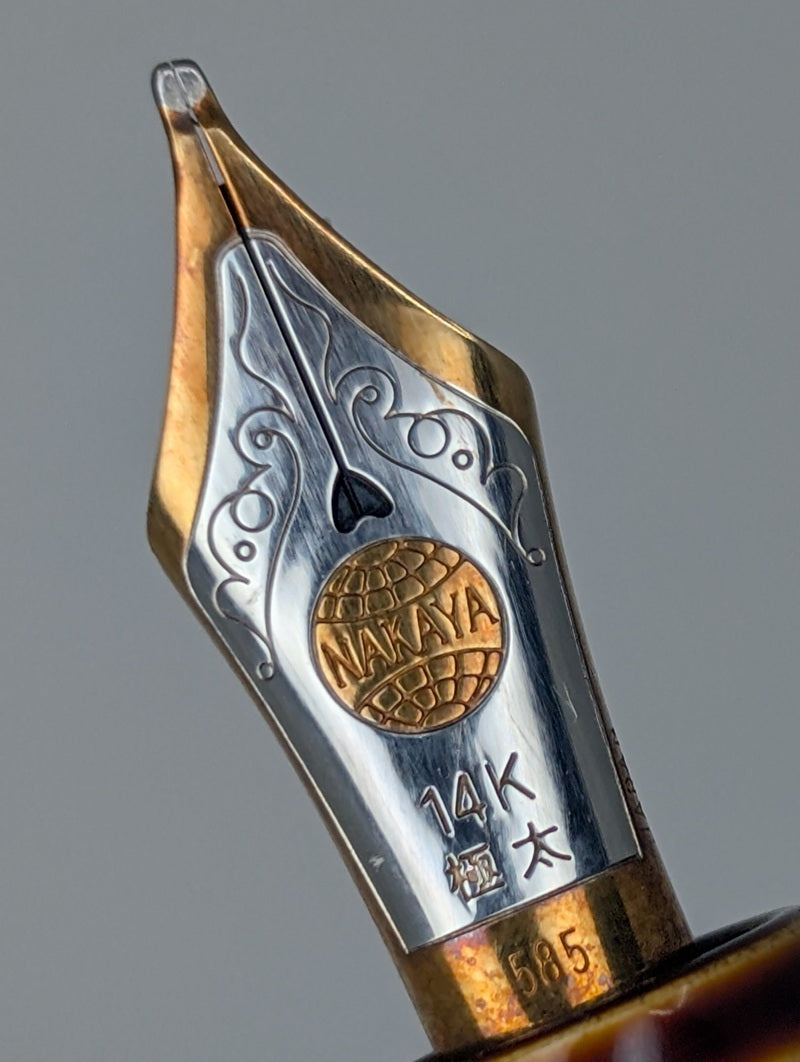 *Consignment* Nakaya Toki-Tamenuri Fountain Pen Broad Cursive Italic 14k Gold Nib