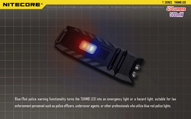 Nitecore Thumb Leo 45 Lumen Clip-On Rechargeable Flashlight, UV and Red / Blue