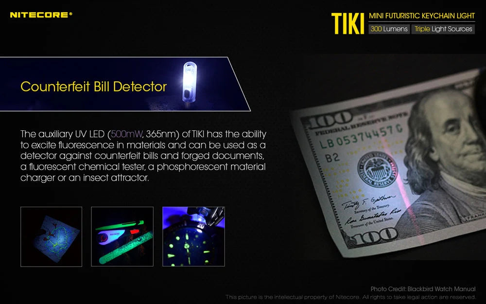 Nitecore Tiki Glow in the Dark 300 Lumen Mini EDC Keychain Light