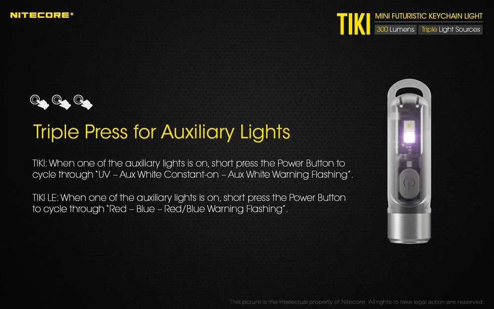 Nitecore Tiki Glow in the Dark 300 Lumen Mini EDC Keychain Light