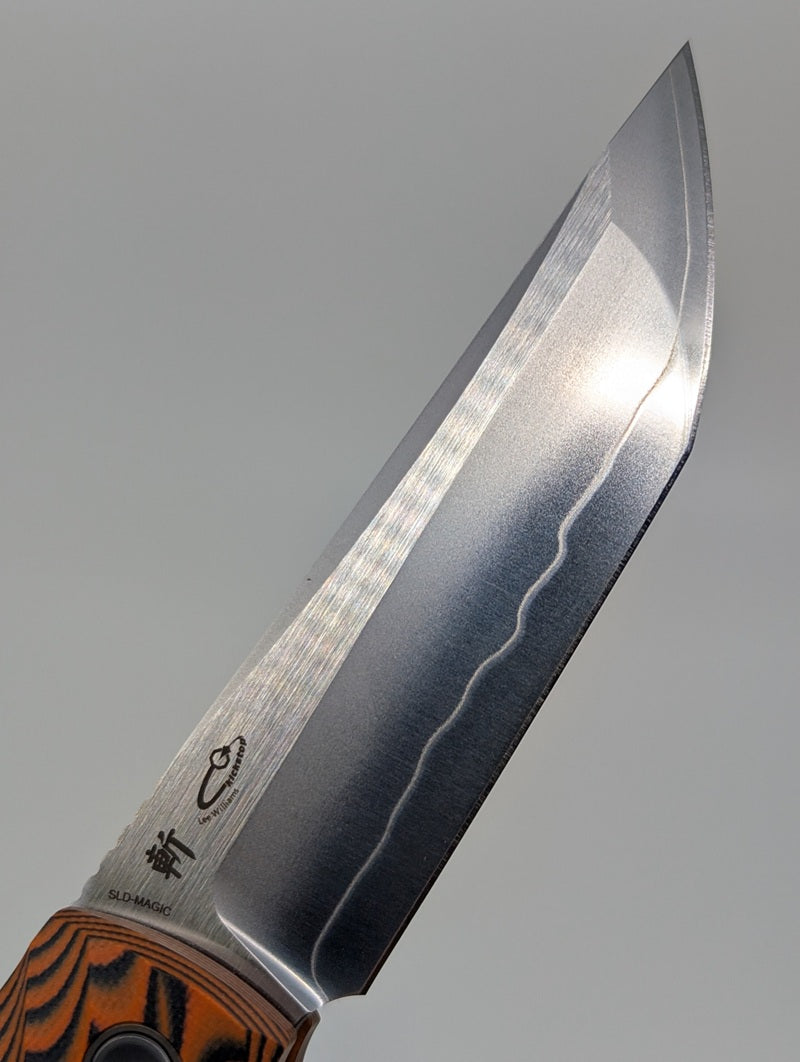 *Consignment* North Mountain Blade "Kick Stop Chop" Orange G10 SLD Magic Liner Lock Folding Knife