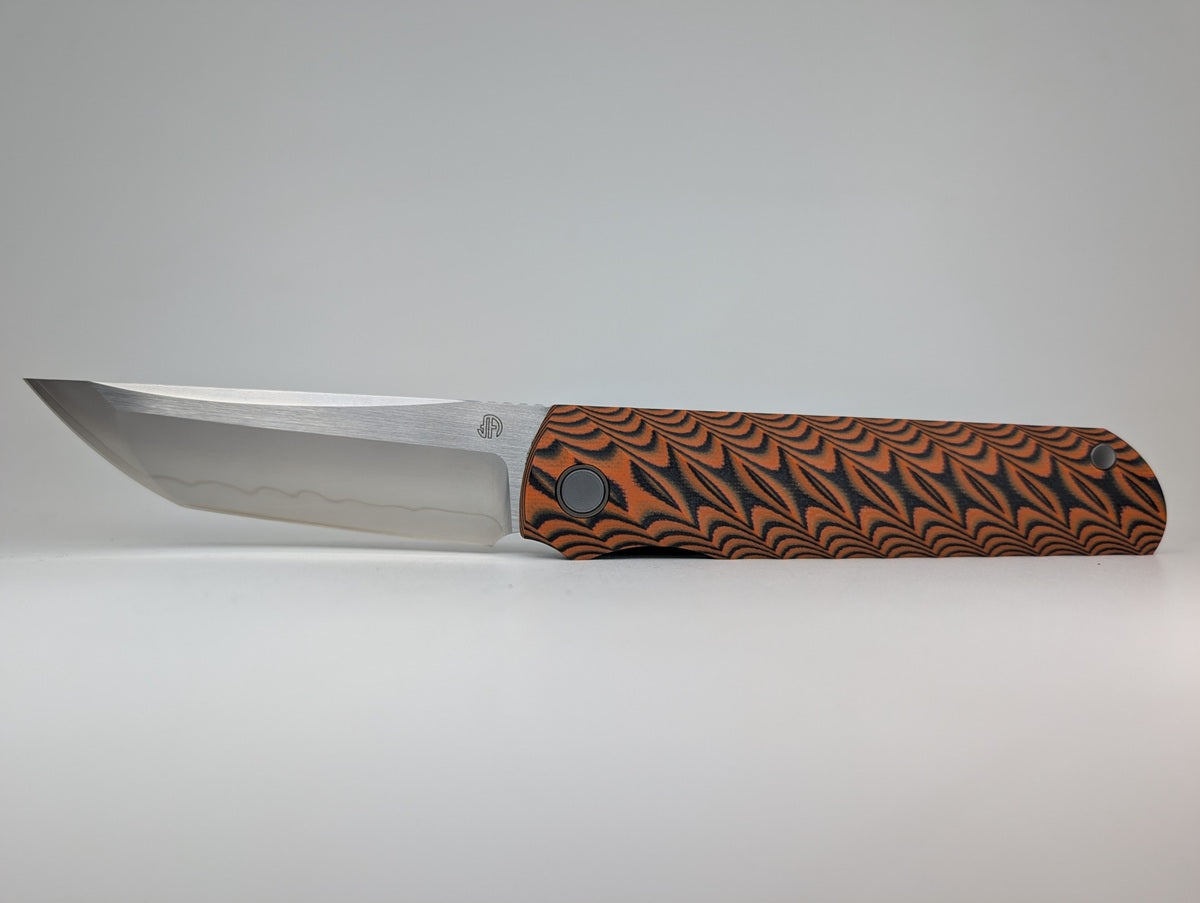 *Consignment* North Mountain Blade "Kick Stop Chop" Orange G10 SLD Magic Liner Lock Folding Knife