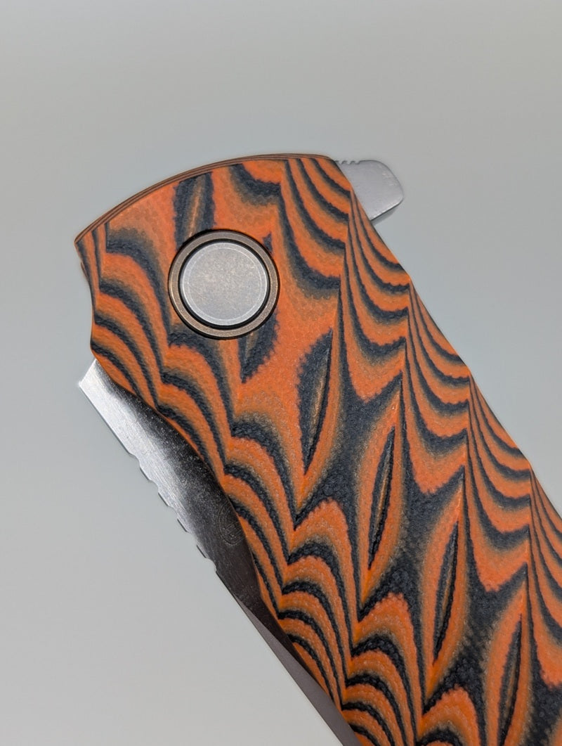 *Consignment* North Mountain Blade "Kick Stop Chop" Orange G10 SLD Magic Liner Lock Folding Knife