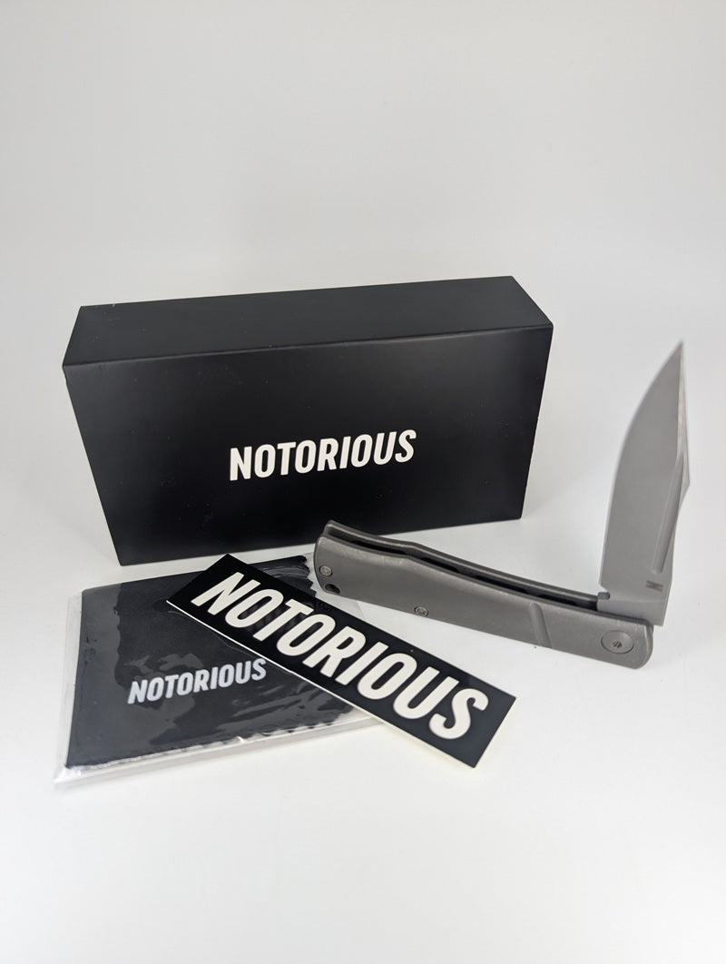 *Consignment* Notorious EDC Kingpin Titanium Dark Stonewashed Slipjoint Knife