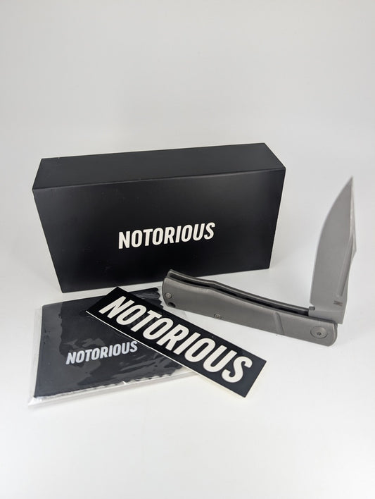 *Consignment* Notorious EDC Kingpin Titanium Dark Stonewashed Slipjoint Knife