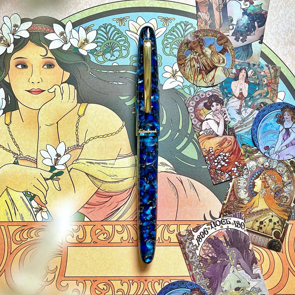 Esterbrook Nouveau Blue Gold Trim Rollerball Pen