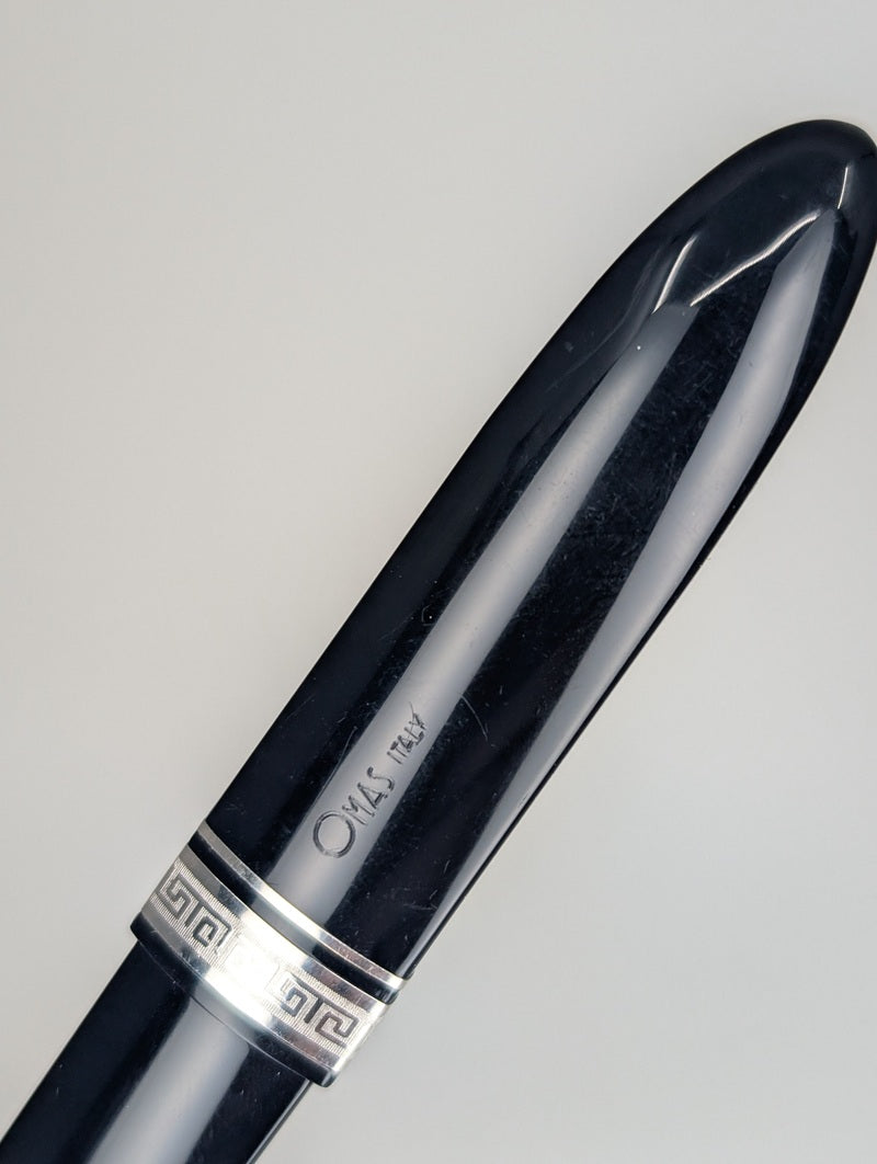 *Consignment* OMAS 360 "Old Style" Black / Silver Fountain Pen 18k Gold Fine Nib