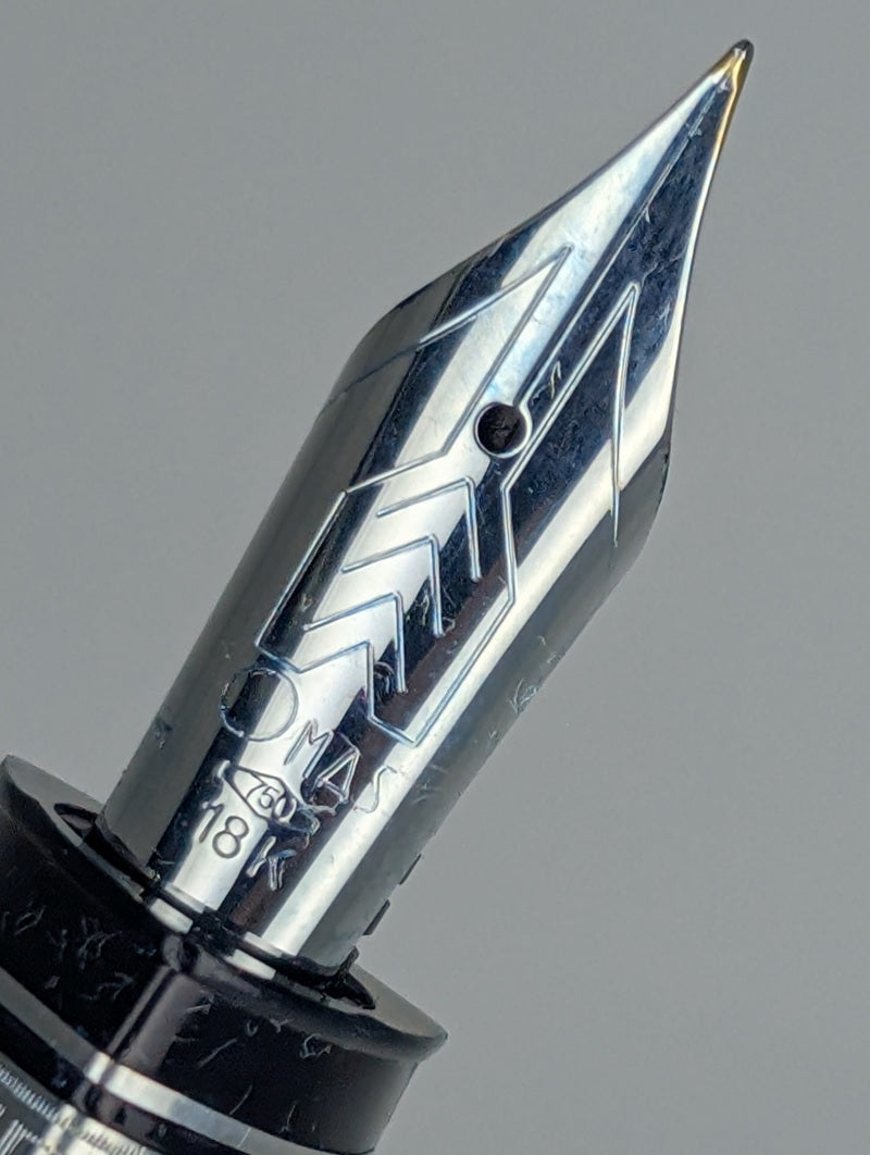 *Consignment* OMAS 360 "Old Style" Black / Silver Fountain Pen 18k Gold Fine Nib