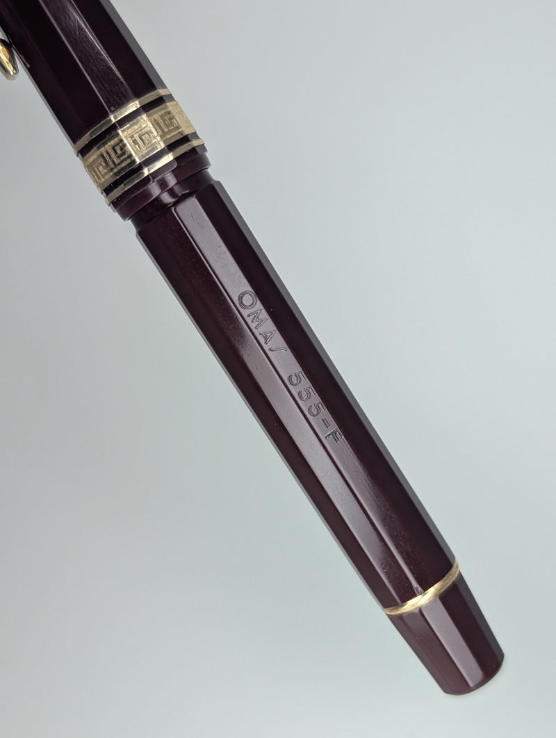*Consignment* OMAS 555-F Burgundy Fountain Pen 18k Gold Medium Nib
