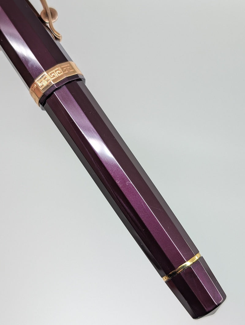 *Consignment* OMAS Arte Italiano Paragon Maroon / Gold Fountain Pen 18k Gold Broad Nib