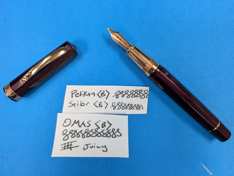 *Consignment* OMAS Arte Italiano Paragon Maroon / Gold Fountain Pen 18k Gold Broad Nib