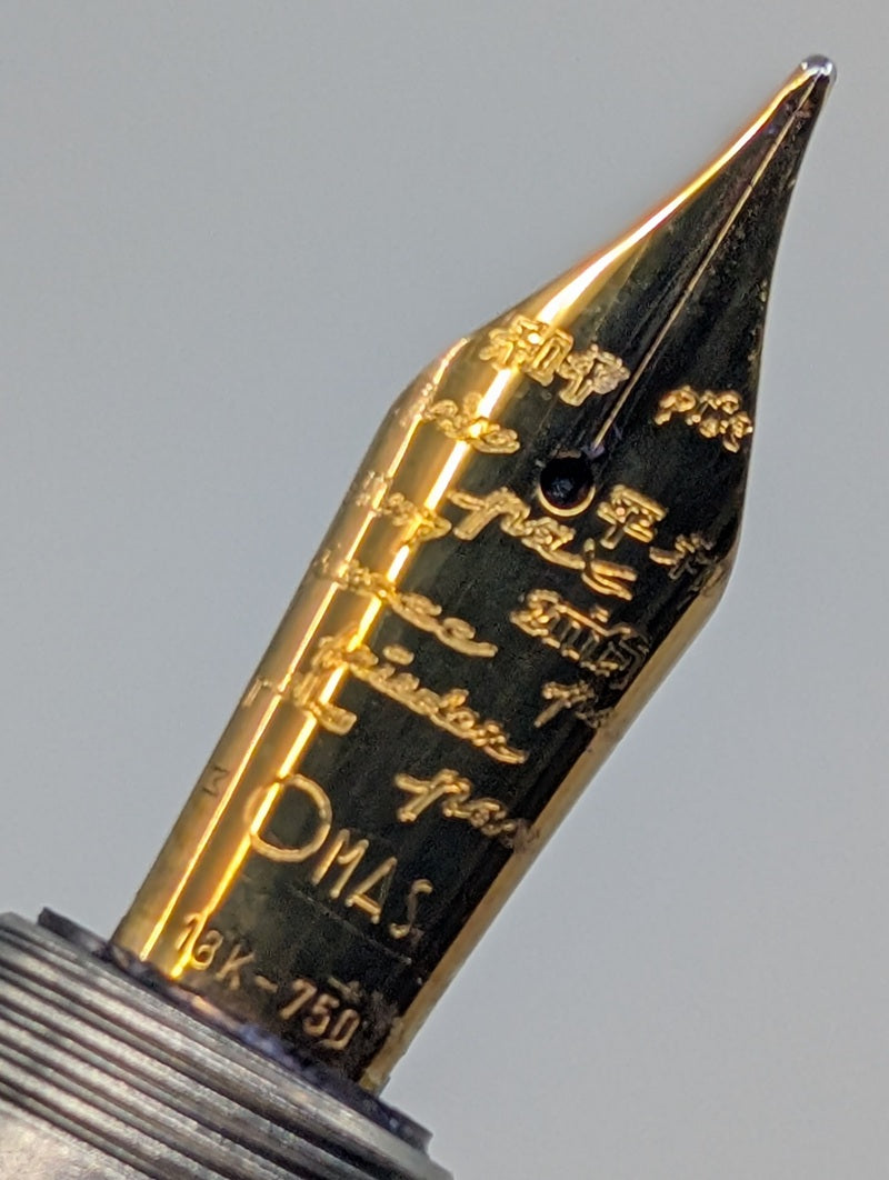 *Consignment* OMAS Harmonia Mundi Titanium Fountain Pen 18k Gold Medium Nib