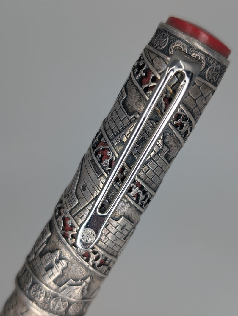 *Consignment* OMAS Jerusalem 3000 Limited Edition Sterling Silver Fountain Pen 18k Gold Broad Nib