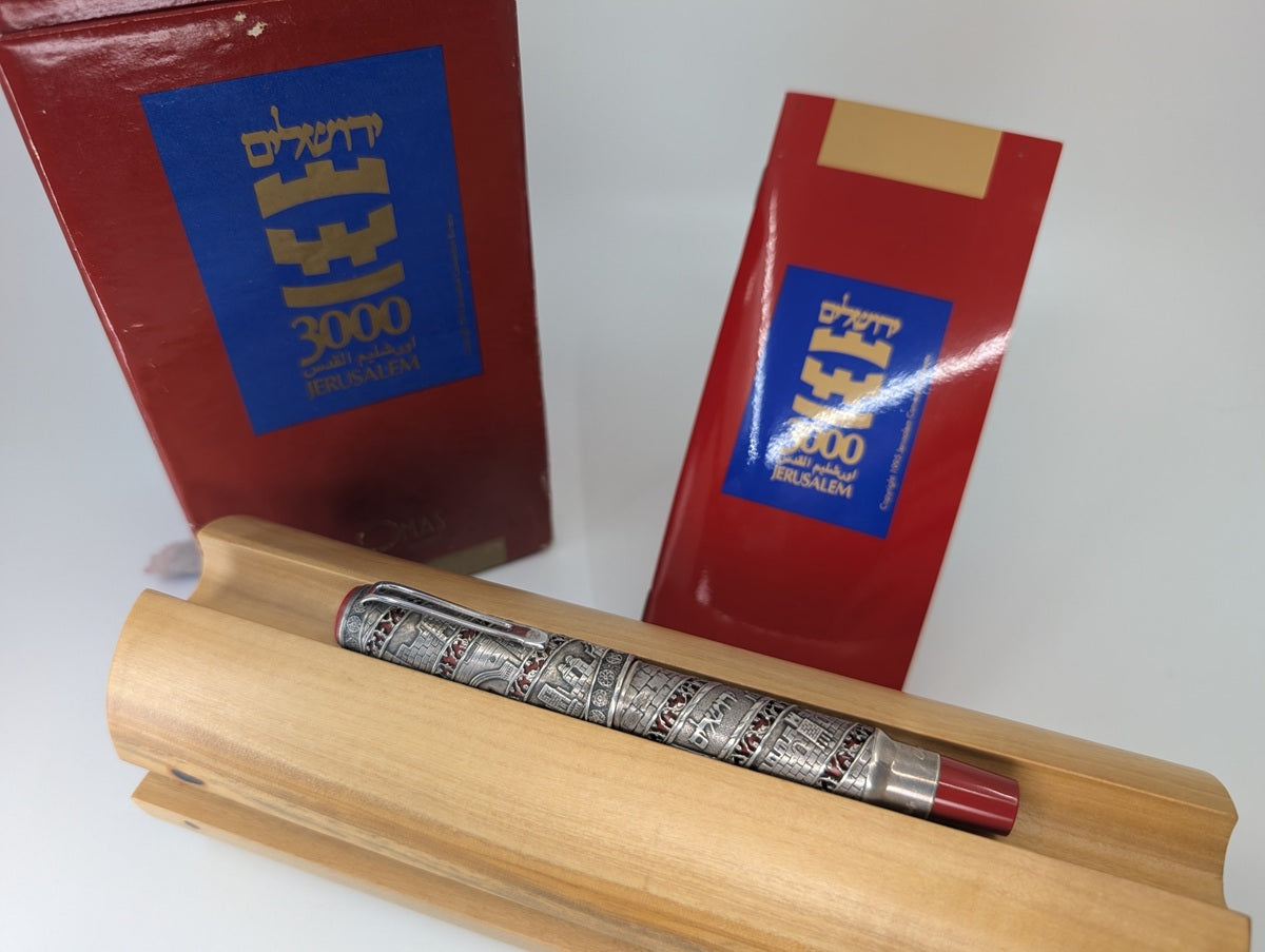 *Consignment* OMAS Jerusalem 3000 Limited Edition Sterling Silver Fountain Pen 18k Gold Broad Nib