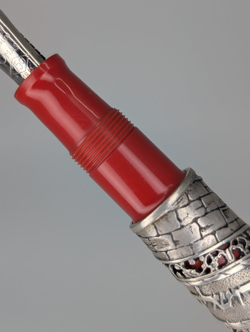 *Consignment* OMAS Jerusalem 3000 Limited Edition Sterling Silver Fountain Pen 18k Gold Broad Nib