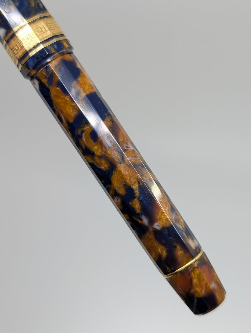*Consignment* OMAS Paragon Blue Saffron Fountain Pen 18k Gold Fine Nib