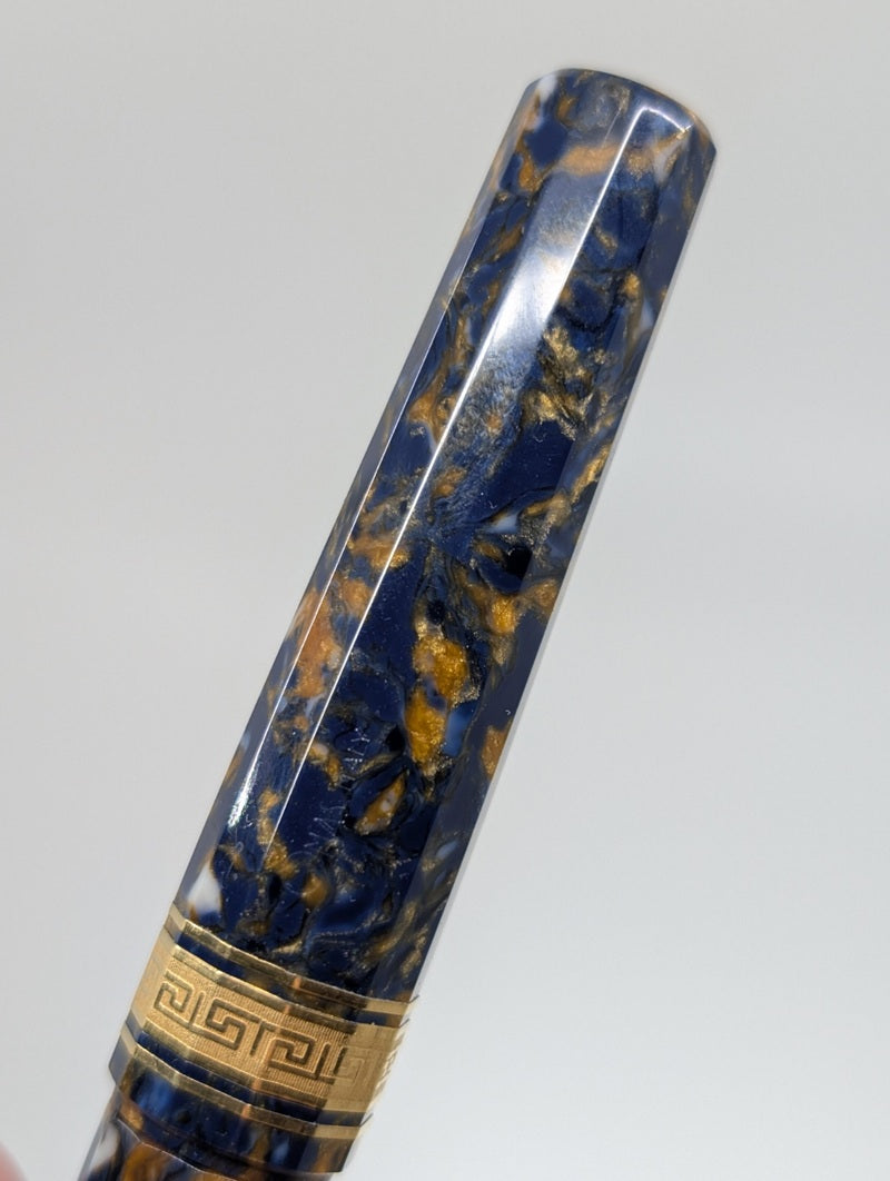 *Consignment* OMAS Paragon Blue Saffron Fountain Pen 18k Gold Fine Nib