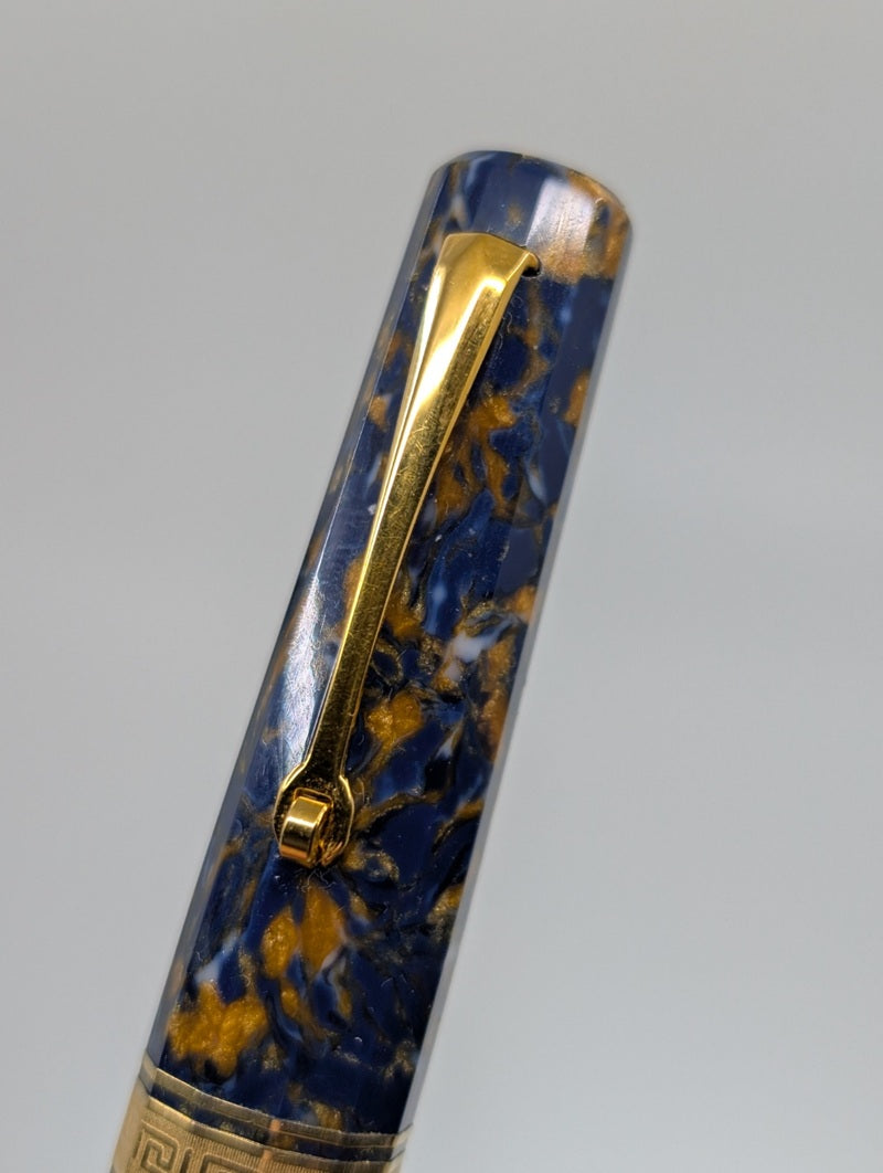 *Consignment* OMAS Paragon Blue Saffron Fountain Pen 18k Gold Fine Nib