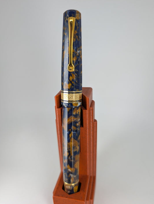*Consignment* OMAS Paragon Blue Saffron Fountain Pen 18k Gold Fine Nib