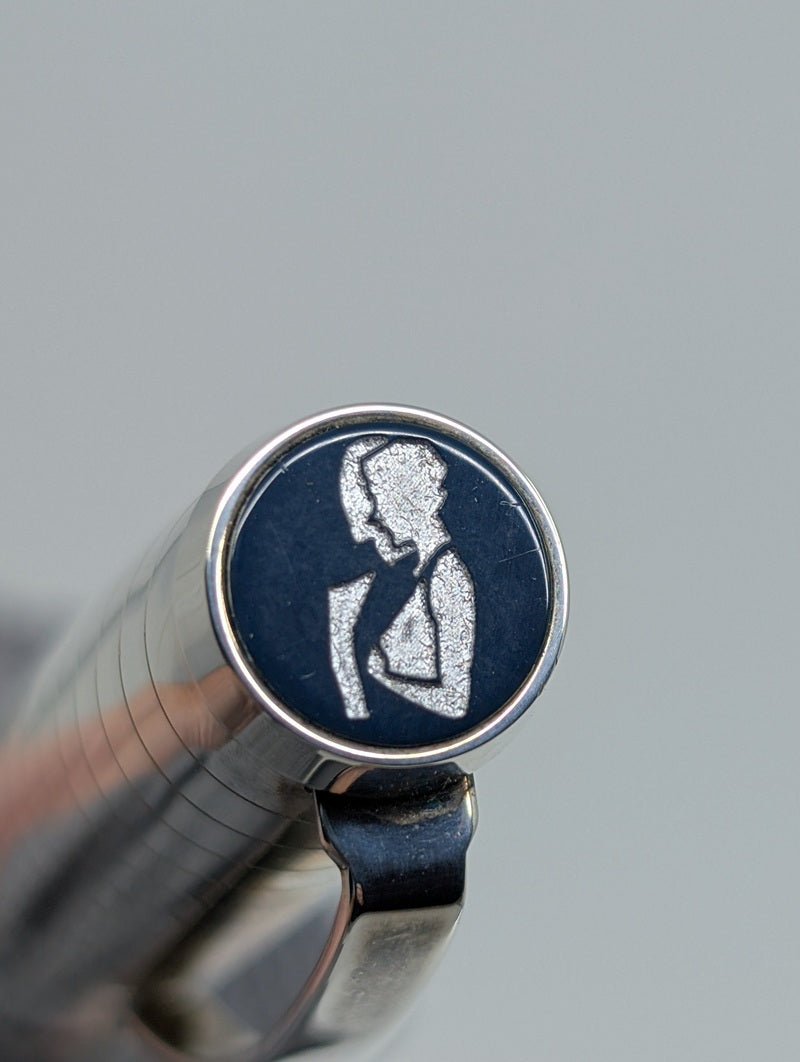 *Consignment* OMAS Society Silver Piston Filler Fountain Pen 18k Gold Medium Nib