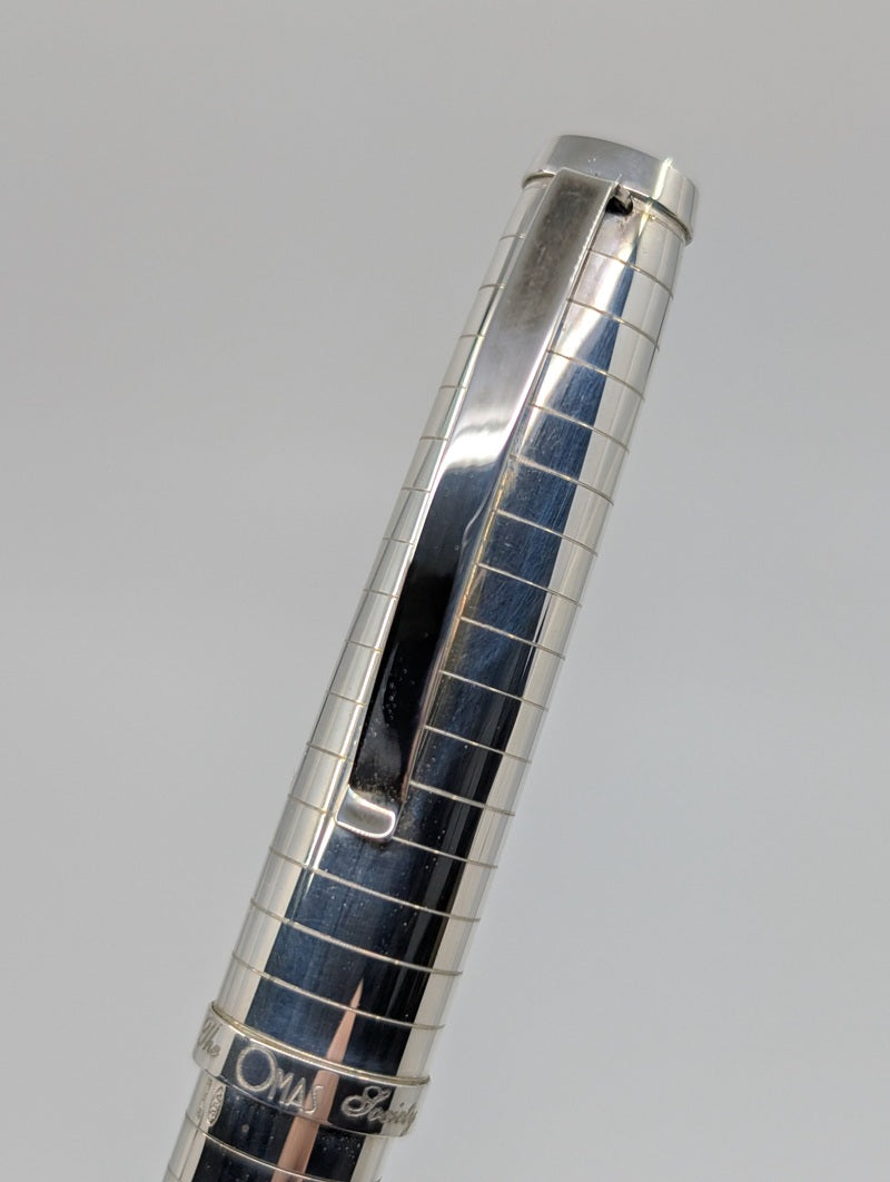 *Consignment* OMAS Society Silver Piston Filler Fountain Pen 18k Gold Medium Nib