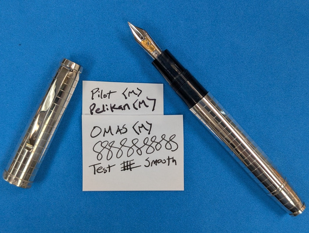 *Consignment* OMAS Society Silver Piston Filler Fountain Pen 18k Gold Medium Nib