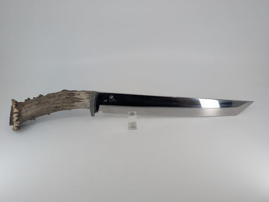 *Consignment* Oleg Krymlin 9in. Tanto Stag Handle Fixed Blade Knife