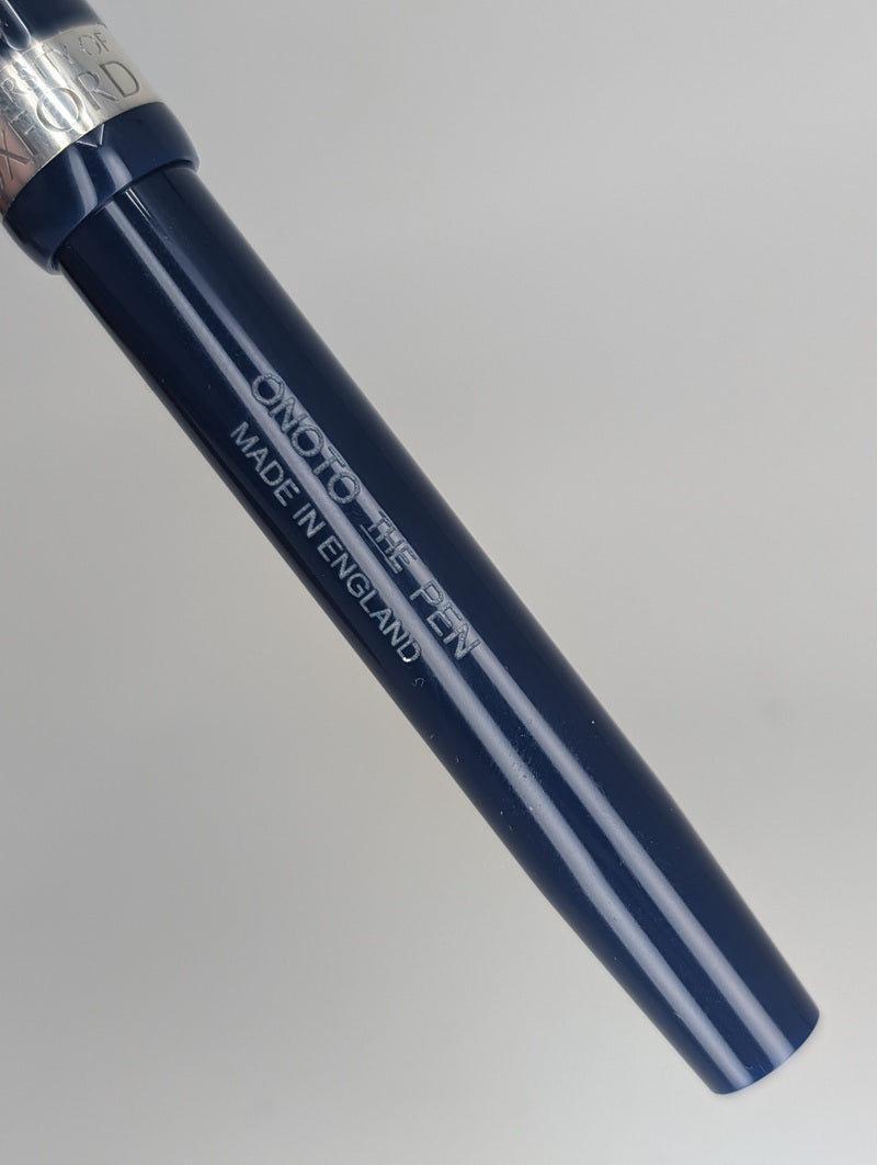 *Consignment* Onoto Scholar Oxford Blue Excel Sterling Silver Cap Band Fountain Pen 18k Gold Broad Nib