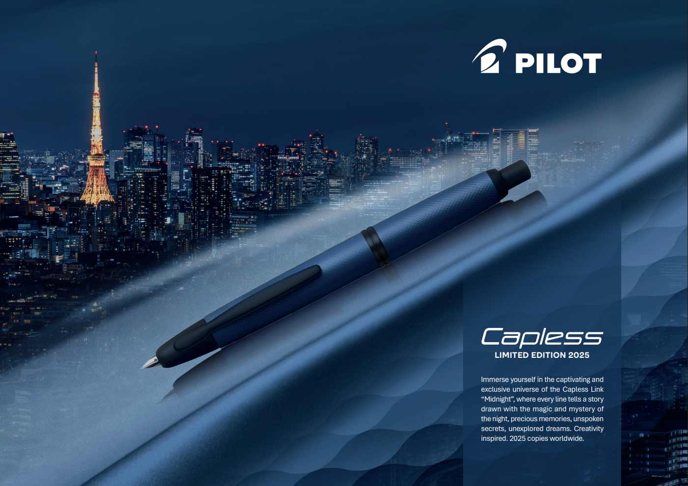 Pilot Vanishing Point Limited Edition 2025 Link Midnight Fountain Pen 18k Gold Medium Nib