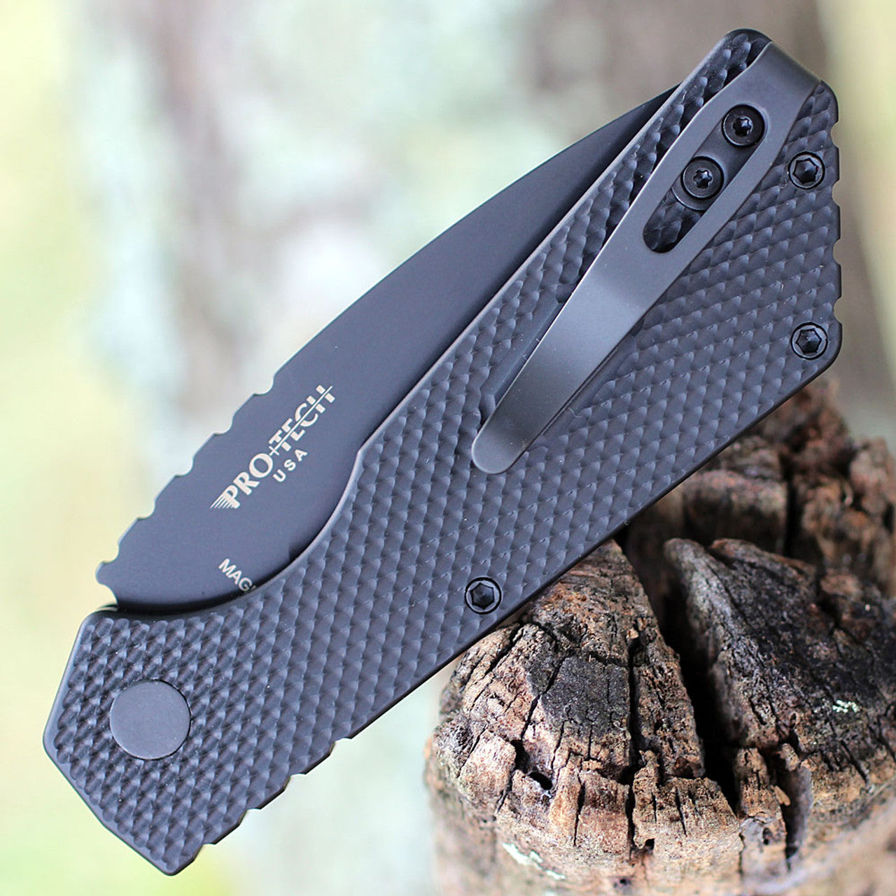 Protech Strider PT+ Auto Folding Knife Magnacut Textured Handle