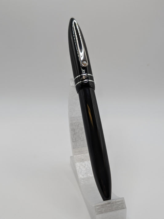 Stipula Model T Black Resin Fountain Pen Titanium Flex Nib