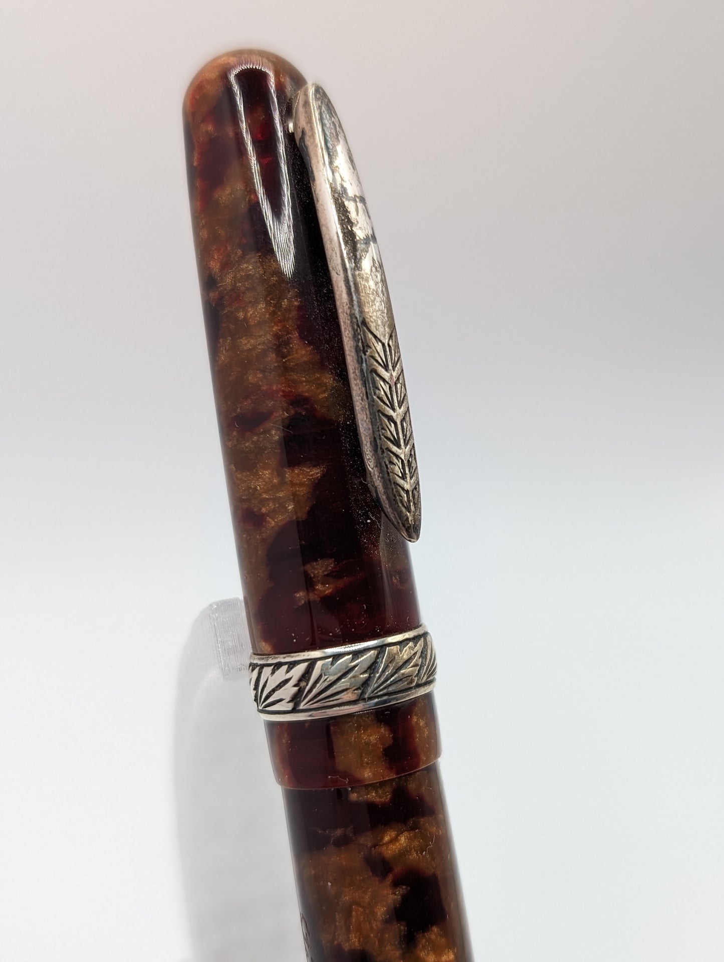 Stipula Etruria Amber Sterling Silver Fittings 14k Gold 1.1 Nib
