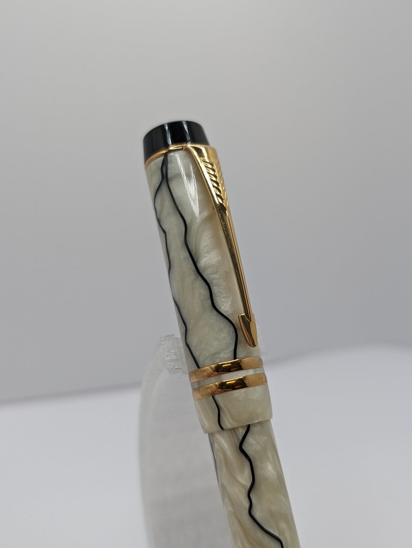 Parker Duofold Pearl and Black Ballpoint Pen