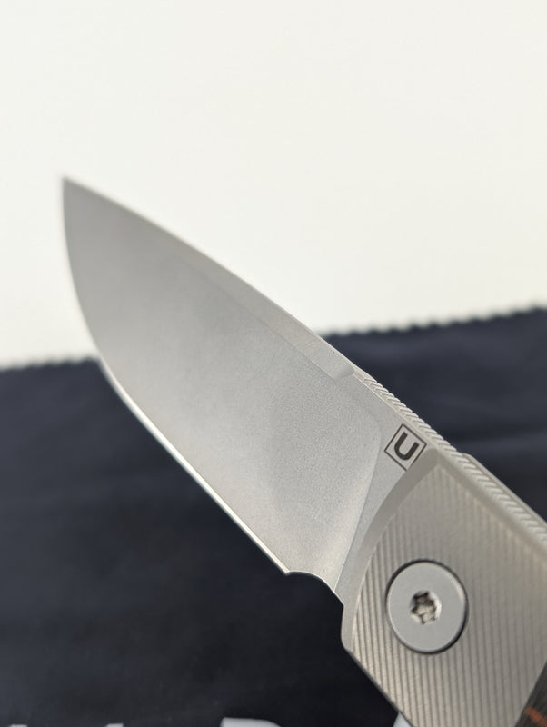 Uldanov Knives Sierra Titanium Handle Magnacut Blade Framelock Folding Knife