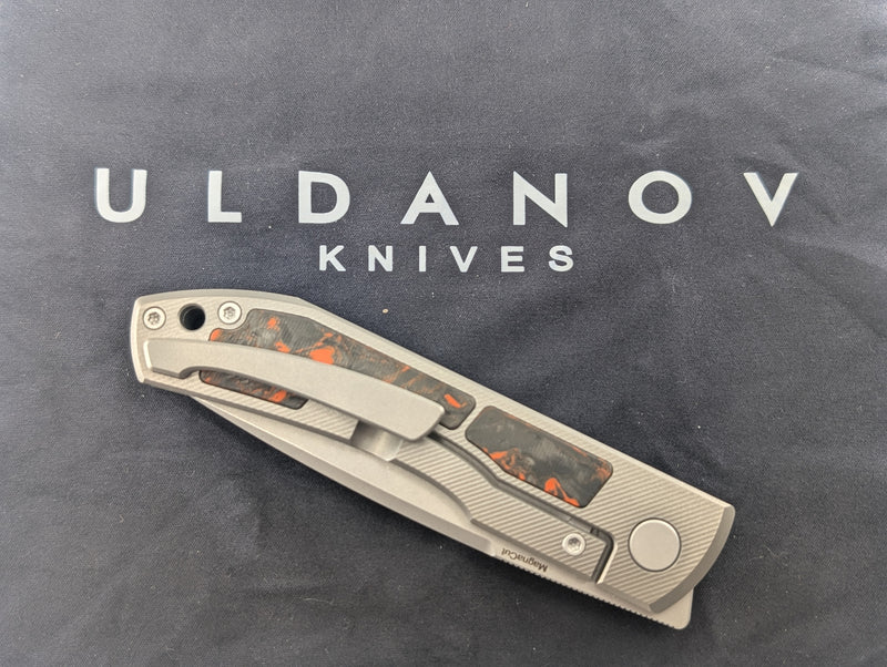 Uldanov Knives Sierra Titanium Handle Magnacut Blade Framelock Folding Knife