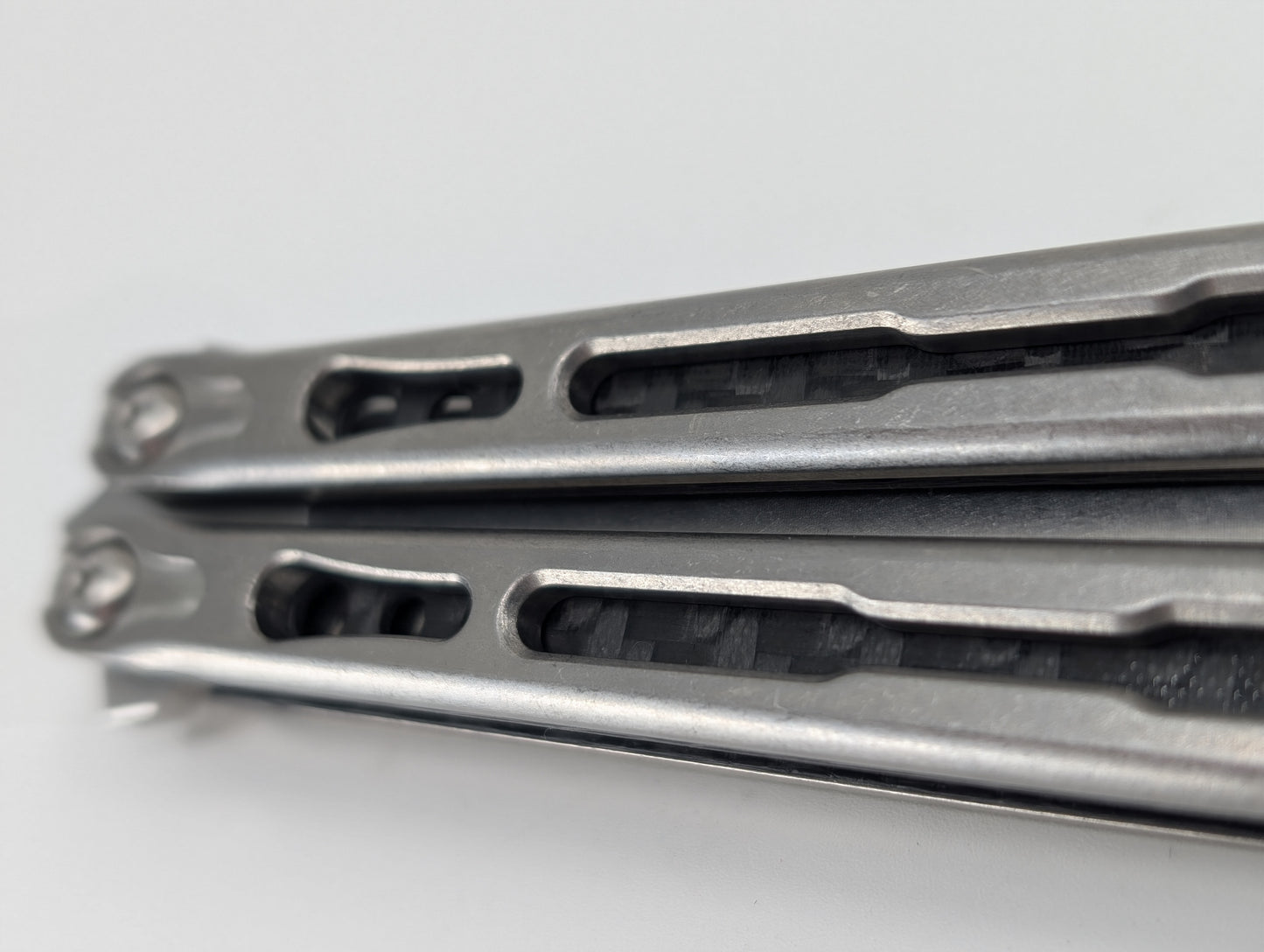 Hom Chimera V2 Stonewashed Blue G10 Spacers Carbon Fiber Inlay Balisong Live Blade