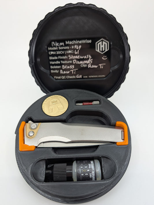 MachineWise Sonora Raw (CPM 20CV | Brass Bolster | Diamonds Handle) Buttonlock Folding Knife 969 *BLEM*